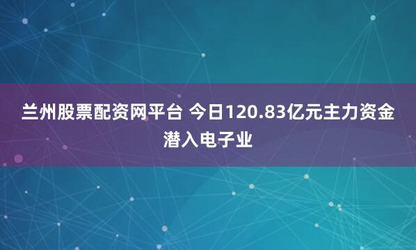 兰州股票配资网平台 今日120.83亿元主力资金潜入电子业
